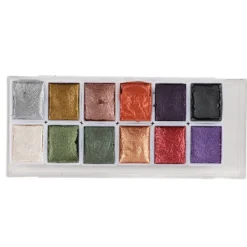 12 Akvarellfärger Set Retro Metall Portabel Hög Pigment Konstmaterial för Studenter Vuxna Konstnärer><noscript><img width=