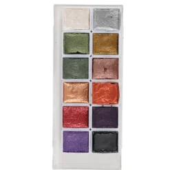 12 Akvarellfärger Set Retro Metall Portabel Hög Pigment Konstmaterial för Studenter Vuxna Konstnärer><noscript><img width=