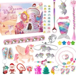 2023 Amazon Julkalender Nedräknings Blind Box Enhörning Is och Snö Ornament Flickor Semestergåva Leksak XT-86-1 Unicorn Blind Box 423g—PA> Smink