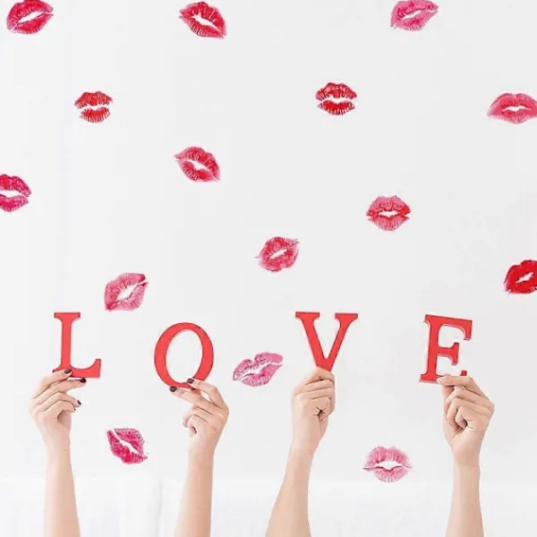 2 ark Alla hjärtans dag-tema väggdekor DIY Romantisk läppform Dekal Hem Bakgrund Dekoration> Smink