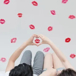 2 ark Alla hjärtans dag-tema väggdekor DIY Romantisk läppform Dekal Hem Bakgrundsdekor><noscript><img width=
