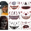 6 Ark Halloween Ansikts Tatueringar, Halloween Ansiktsdekaler Skelettmun Tatuering Halloween Makeup Sätt för Vuxna> Smink