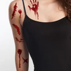 10 Ark Halloween Horror Realistiska Falska Blodiga Sår Stygn Ärr Scab Läskiga Ansikts Tatueringar><noscript><img width=