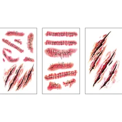 10 ark Halloween-ärrtatueringar klistermärken med falskt sårblod, zo><noscript><img width=