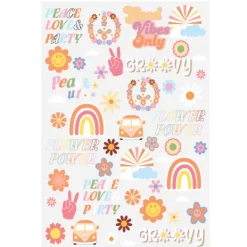 12 ark Hippie Temporär Tatuering Trendig Hippie Blomma Tatuering Klistermärke Ansikte Tatuering_jarx> Smink