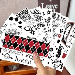 10 ark Joker Tatuering Klistermärken Svarta Ärr Poker Onda Smiley Designs Party Makeup Vattentäta Temporära Tatuering Klistermärken> Smink