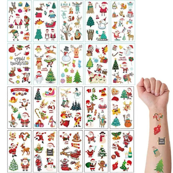 20 Ark Jul-Tatueringar för Barn/Tillfälliga Kvinnors Festdekoration, Juldekaler> Smink