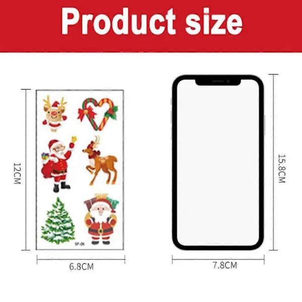 20 Ark Jul-Tatueringar för Barn/Tillfälliga Kvinnors Festdekoration, Juldekaler> Smink