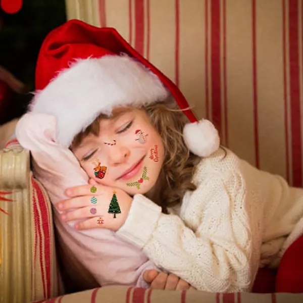 20 Ark Jul-Tatueringar för Barn/Tillfälliga Kvinnors Festdekoration, Juldekaler> Smink