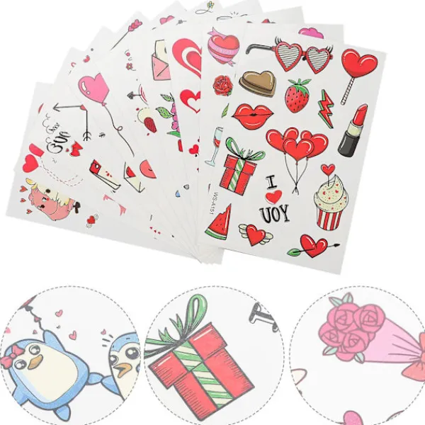 20 ark kroppsdekaler Alla hjärtans dag Falska kärleksdekaler Söta kärleksdekaler för ansiktet> Smink