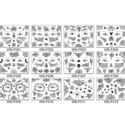 12 Ark Läskiga Spindel Tatueringar Klistermärken Cosplay Karneval Party Temporära Tatueringar för Ansiktsmakeup Spindelnät, Roliga Fluorescerande Party Klistermärken | Fyndiq> Smink