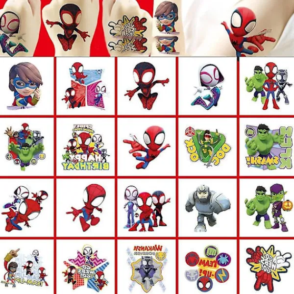 20 Ark Marvel Spidey And His Amazing Friends Tillfälliga Tatueringsdekaler Födelsedagsfesttillbehör Anime Cartoon Falska Tatueringsdekaler Festpresenter Fo | Fyndiq> Smink