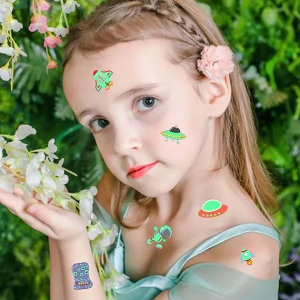 25 ark med tillfälliga glödtatueringar, rymdmönster som lyser i mörkret KLB> Smink