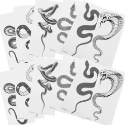 12 ark realistiska tatuering orm falska tatuering klistermärken personliga tatuering klistermärken (14X6,8 cm, svart)> Smink