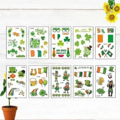 10 Ark St Patricks Day Ansiktstatueringar St. Patricks Day Tatueringsklistermärken St. Patricks Day Dekorationer St Patricks Day Cosplay> Smink