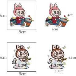 4 ark temporära tatueringar för barn, tecknad Labubu födelsedagsfest presenter för flickor pojkar hemaktivitet klasspriser karneval><noscript><img width=