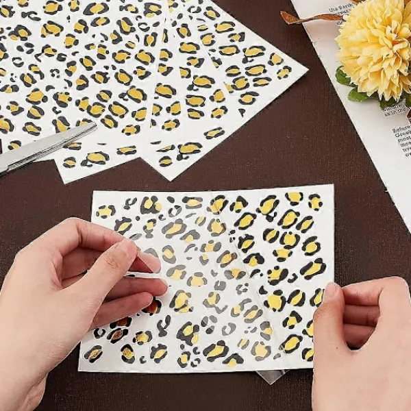 10 ark tillfälliga leopardtatueringar 13x15 cm gepard leopardtryck tatueringsdekaler leopard ansiktsdekaler avtagbara dekaler> Smink