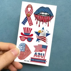 10 ark Vattentäta kroppsdekaler för självständighetsdagen 4 juli Temporära tatueringar USA Amerikanska flaggtatueringar Dekaler><noscript><img width=