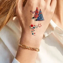 10 ark Vattentäta kroppsdekaler för självständighetsdagen 4 juli Temporära tatueringar USA Amerikanska flaggtatueringar Dekaler><noscript><img width=
