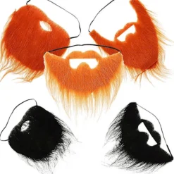 5 Brown Fake Mustaches Self Adhesive Accessories Perfect for Halloween Party and Family Gatherings><noscript><img width=