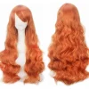28" Charmig Lång Orange Vågig Lockig Pastellhår Ljus Auburn Peruker För Kvinnor Flickor Kostym Acsergery Present> Peruker