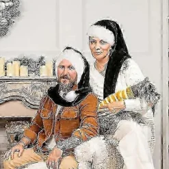 150 cm Julhattar för vuxna, Lång Deluxe Sammet Julhatt, Unisex Sammet Bekväm Julfesthatt med Tjock Klassisk Päls><noscript><img width=