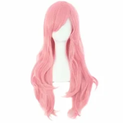 70 cm Lång Lockig Hårförlängning Kostym Cosplay Peruk (Rosa)> Peruker