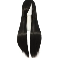 32" 80cm Lång Rak Anime Kostym Cosplay Peruk Fest Peruk (Svart> Peruker