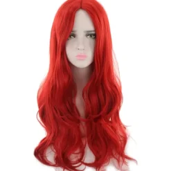 75 cm Lång Röd Lockig Peruk för Kvinnor, Lång Röd Cosplay Peruk för Fest Cosplay Halloween Anime (C-Röd), 75 cm> Peruker
