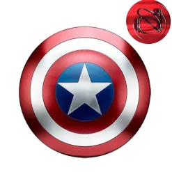 47 cm Metallisk Captain America-sköld med Ställ, Vuxen Captain America Cosplay-rekvisita, Halloweenfest HemväggsdekorationBY> Tillbehör