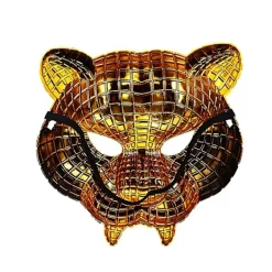 FJORD 20 cm VIP Kund Gäst Chef Mask Gyllene Leopard Halloween Tiger Vuxen Party Rekvisita kompatibel med Man Cosplay><noscript><img width=