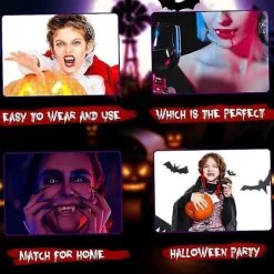 FMYSJ 4 Delar Infällbara Vampyrtänder Kit Teleskopiska Tänder Huggtänder Hängslen Falska Tandproteser Med Halloween Party Huggtänder (3st Normal), Halloween Orname (FMY) | Fyndiq><noscript><img width=