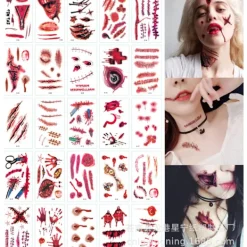 ATELA 60 delar Scars Halloween Tattoo Stickers Roliga läskiga ärr Stic> Smink