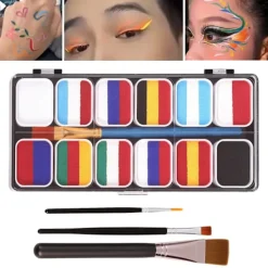 12 Fack Professionell Vattenbaserad Ansikts- och Kroppsfärgpalett för Halloween> Smink