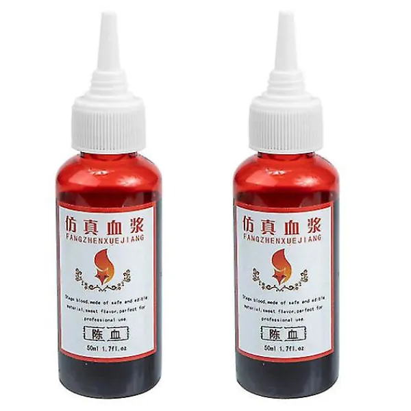 KOOLYou 2 flaskor Halloween Cosplay Fake Blood Artificiellt blod Ätbar Fake Blood Cosplay Prop 22X3CM> Smink