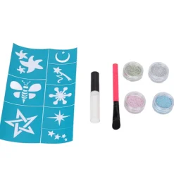 Woosien 4 Färger Ansikte Kropp Glitter Pulver Barn Glänsande Temporär Tatuering Nagelkonst med Lim Mall><noscript><img width=
