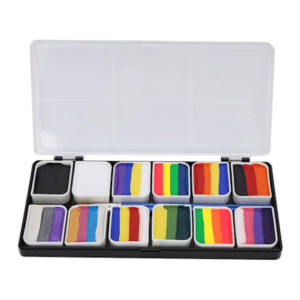 12 Färger Ansikts- och Kroppsfärg Vattenbaserad Halloweenfest Bollspel Fläkt Fancy Kroppskonst Smink Pigment> Smink