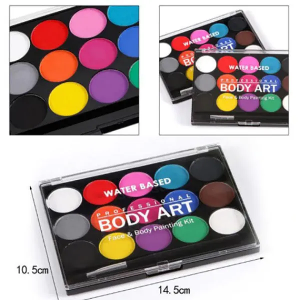 15 färger ansikts- och kroppsmålning Make Up Tool Set Halloween> Smink