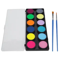 12 Färger Ansikts- och Kroppsmålningspalett Kit för Halloween Cosplay Party Alla Hudtyper><noscript><img width=