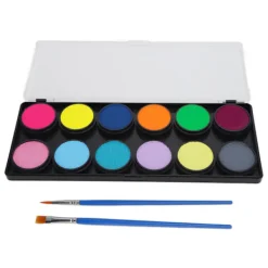 12 Färger Ansikts- och Kroppsmålningspalett Kit för Halloween Cosplay Party Alla Hudtyper><noscript><img width=