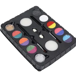 unbranded 8 färger ansiktsfärg kit med 2 färger glitterpulver - perfekt för Halloween, jul - barn och vuxna kropp och ansiktsmålning><noscript><img width=