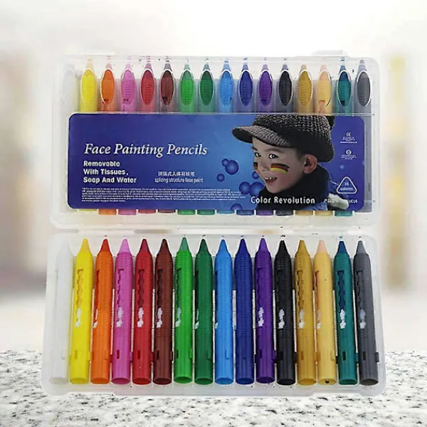 16 Färger Ansiktsfärg Säkerhet Ansikts- och Kroppskritor Push-pull Kritor Kroppsmålningspennor för Superbowl Party Tillbehör _Överraskningsg | Fyndiq> Smink