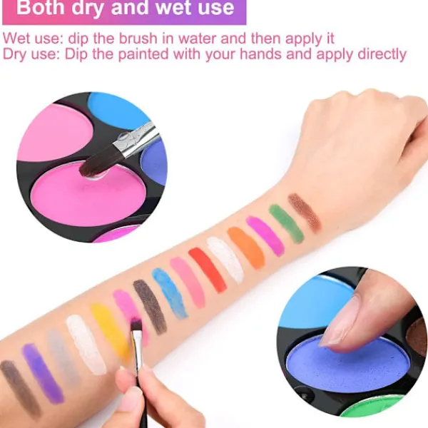 15 Färger Ansiktsmålningspalett, Tvättbar Ansikts- och Kroppsfärg för Halloweenfest Karneval> Smink