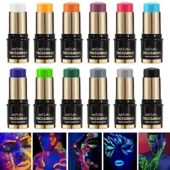 12 Färger Ansiktsmålningsstift, Täckande Kroppsmålningsstift för Vuxna Barn Halloween Cosplay SFX Häxsmink, Vattentätt Ögonpennstift> Smink