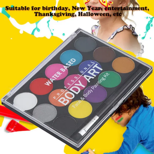 15 färger giftfritt vattenbaserat ansikts- och kroppsmålningssminkset> Smink