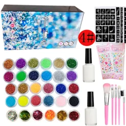 24 Färger Glitter Tatuering Set (200 Schabloner), Temporär Tatuering, Vattentät och Icke-Giftig Sh> Smink