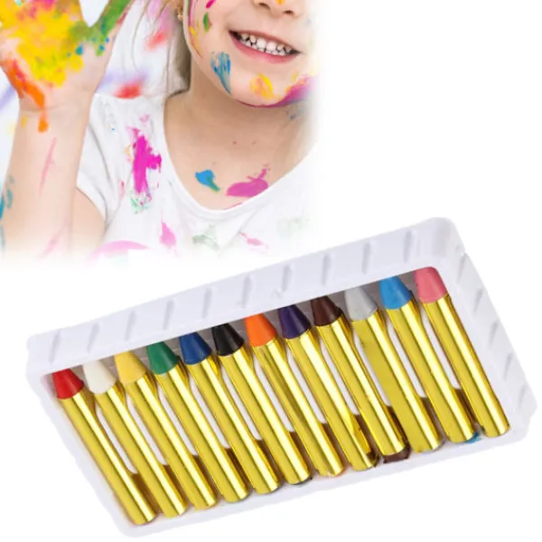 12 Färger Kropp Ansikte Målarpinnar Kritor Set Färgglada Målarpennor> Smink