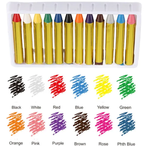 12 Färger Kropp Ansikte Målarpinnar Kritor Set Färgglada Målarpennor> Smink