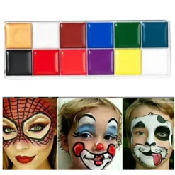 12 färger Kroppsmålningspalett Säkert ansikte Kroppsmålningsolja för Opera Professional Body Painting Show><noscript><img width=