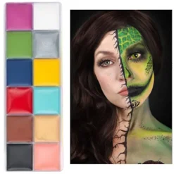 12 Färger 100ml Vattenbaserad Snabbtorkande Kroppsmakeup Palett Professionell Kosmetisk DIY för Fest><noscript><img width=